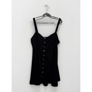 Forever 21 Faux Suede Fit Flare Snap Front Mini Dress Black Plus Size 3X Stretch